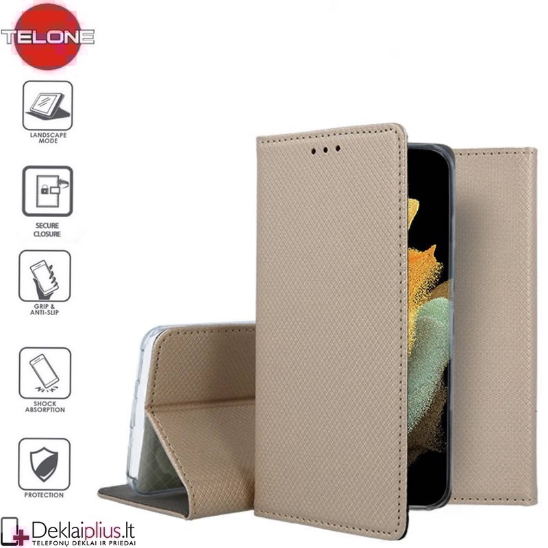 Telone smart magnet atverčiamas dėklas - auksinės spalvos (Samsung S21 Ultra) Telone smart magnet atverčiamas dėklas - auksinės spalvos (Samsung S21 Ultra)